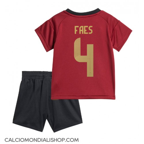 Maglie da calcio Belgio Wout Faes #4 Prima Maglia Bambino Europei 2024 Manica Corta (+ Pantaloni corti)